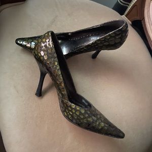 BCBGirls Green Snake Skin Heels